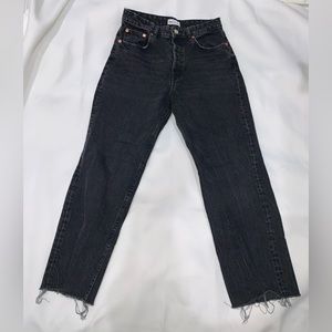Zara High Rise Straight Leg Ankle Black Jeans Size 8